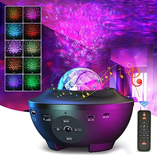 Devan Star Projector Galaxy Light Projector Ocean Wave LED Night Light Lamp with Remote Control Colors Changing Music Bluetooth Speaker Timer for Baby