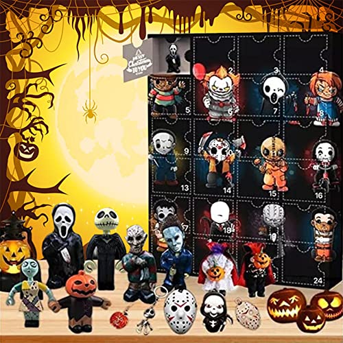 Halloween Doll Advent Calendar 2022, 24 Days Count Down Halloween Horror Figures Advent Calendar, Collectible Scary Figures Surprise Toy Gifts for Girls and Boys Kids (C)