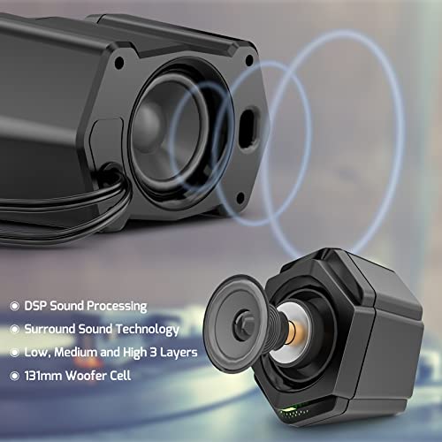 SWTOIPIG 2.1 Subwoofer Speaker System with 20W of Power – Strong Bass, HiFi Stereo Bluetooth 5.0 & 3.5mm Aux-in Connection, Great for Music, Movies, Gaming, and Multimedia Computer Laptops