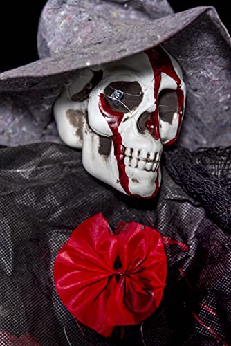 SHATCHI SHATCHI-928 Halloween Skeleton Animated Sensor Motion Light Up LED Eyes Pair Black White Ghost Flying Scary Party Hanging Decorations Props, Multi