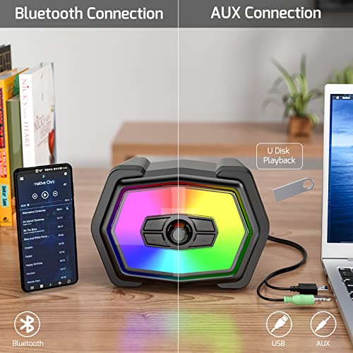 SWTOIPIG 2.1 Subwoofer Speaker System with 20W of Power – Strong Bass, HiFi Stereo Bluetooth 5.0 & 3.5mm Aux-in Connection, Great for Music, Movies, Gaming, and Multimedia Computer Laptops