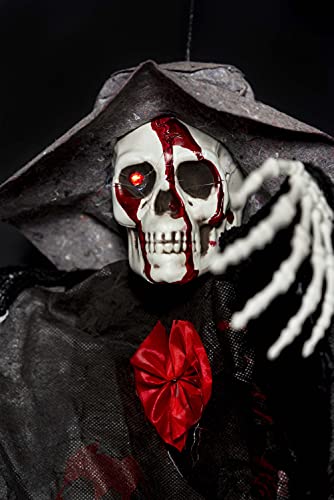 SHATCHI SHATCHI-928 Halloween Skeleton Animated Sensor Motion Light Up LED Eyes Pair Black White Ghost Flying Scary Party Hanging Decorations Props, Multi