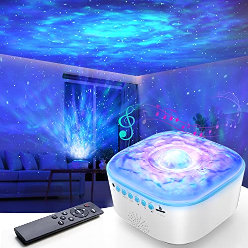 Galaxy Projector, Star Projector Night Light with Remote Control/Timer Function/Built-in Music, LED Projector Light with 8 Lighting Modes for Kids Adults Bedroom/Room Decor/Party/Gift (A-White)
