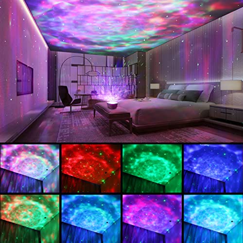 Galaxy Projector, Star Projector Night Light with Remote Control/Timer Function/Built-in Music, LED Projector Light with 8 Lighting Modes for Kids Adults Bedroom/Room Decor/Party/Gift (A-White)