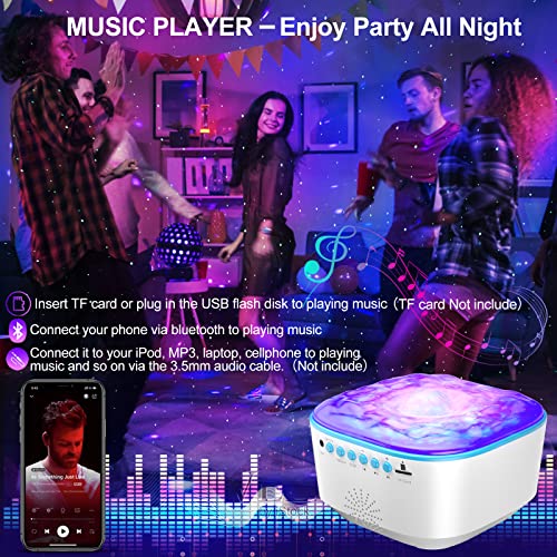 Galaxy Projector, Star Projector Night Light with Remote Control/Timer Function/Built-in Music, LED Projector Light with 8 Lighting Modes for Kids Adults Bedroom/Room Decor/Party/Gift (A-White)
