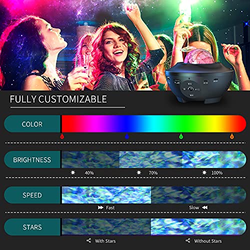 Devan Star Projector Galaxy Light Projector Ocean Wave LED Night Light Lamp with Remote Control Colors Changing Music Bluetooth Speaker Timer for Baby