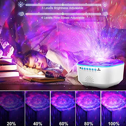 Galaxy Projector, Star Projector Night Light with Remote Control/Timer Function/Built-in Music, LED Projector Light with 8 Lighting Modes for Kids Adults Bedroom/Room Decor/Party/Gift (A-White)