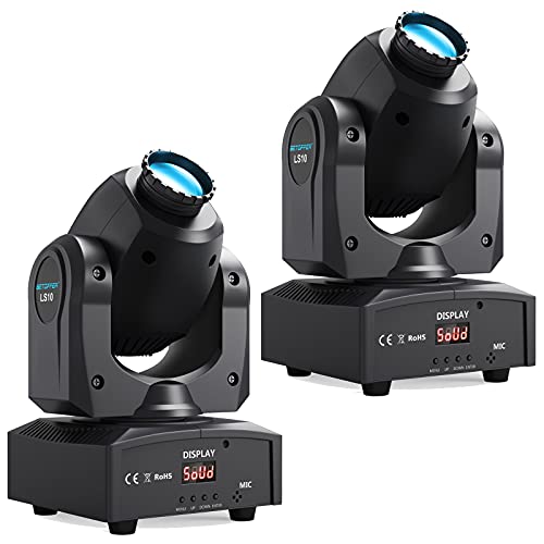 BETOPPER Stage Lights LED Moving Heads Stage Beam Light 7 Gobos 10W DMX512 9/11CH Disco Lights DJ Lights Dance Lights Sound Activated Spot Lights for Party DJ Disco Show Club Bar Theater(2 Pack)