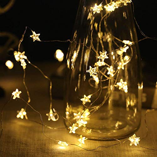 XEMQENER String Fairy Lights for Christmas Halloween Valentines Party Home Bedroom Decoration (Star Fairy Lights)