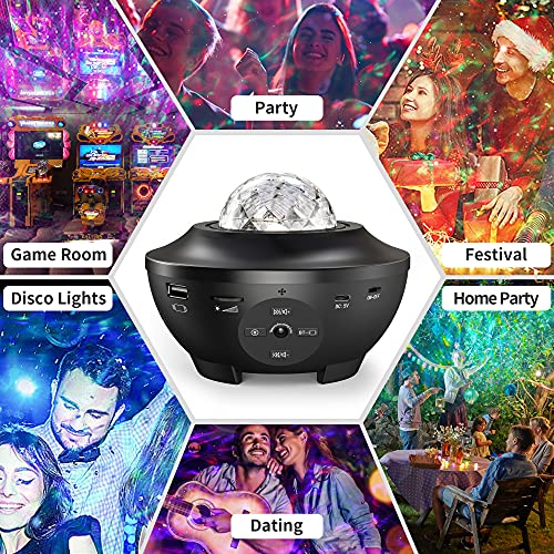 Devan Star Projector Galaxy Light Projector Ocean Wave LED Night Light Lamp with Remote Control Colors Changing Music Bluetooth Speaker Timer for Baby