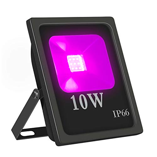 Indmird UV LED Flood Light, 10W High Power UV Ultraviolet Blacklight 85V-265V AC IP66 Waterproof for Parties,Curing, Glue, Blacklight, Fishing, Aquarium with UK Plug