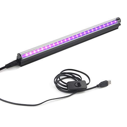 UV LED Black Light Bar: 10W 1ft USB Portable Blacklight Lamp Purple Color UV Light for Glow in The Dark for Body Paint Blacklight Parties Stain Detector Halloween 1 Pack