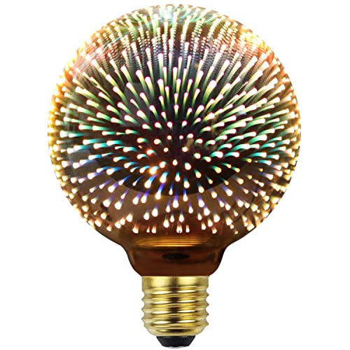 Tianfan Edison Bulb 3D Firework Led Bulb 4W 220-240V E27 Specialty Decorative Light Bulb (G95)