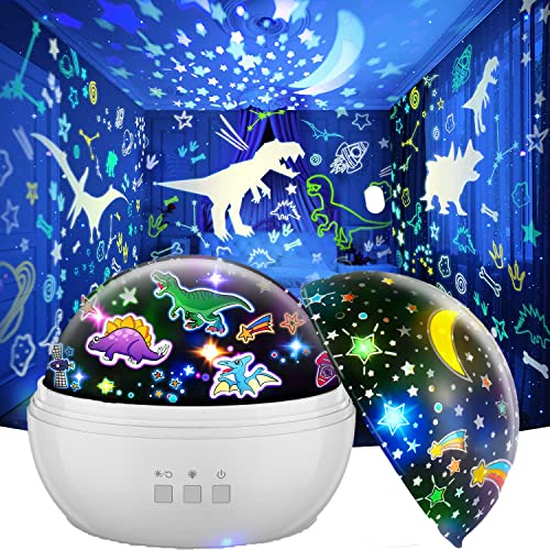 EUCOCO Sensory Lights for Babies, Dinosaur Night Light Projector Easter Decorations Easter Gifts for 1-12 Year Old Dinosaur Toys for Boys Age 1-12 Boys Lights for Bedroom Sensory Toys Star Projector