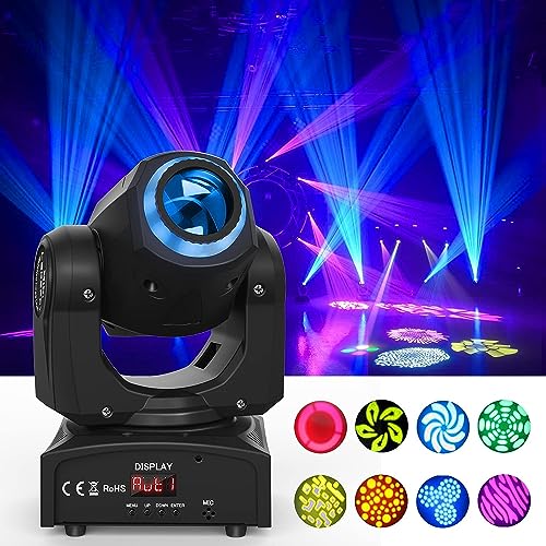 UKing LED Moving Head Light 50W with Magical RGBW Circle Lighting 8 Gobos Effects by DMX512 for DJ Disco Party Stage Lights
