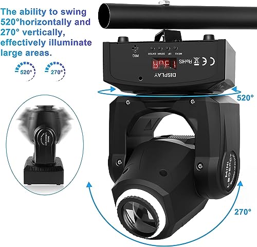 UKing LED Moving Head Light 50W with Magical RGBW Circle Lighting 8 Gobos Effects by DMX512 for DJ Disco Party Stage Lights