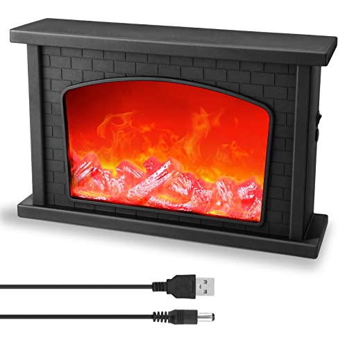 IMAGE Fireplace Lights LED Fireplace Lantern with Realistic Flame Effect USB/Battery Powered Fire Lamp for Christmas Halloween Decoration