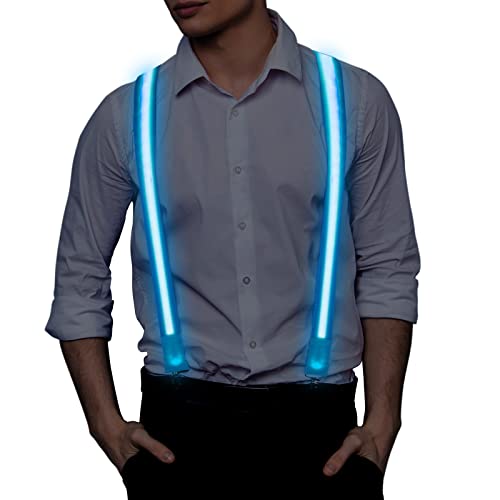 Ainiv Light Up Suspenders, Man LED Luminous Suspenders, 3 Flash Modes LED Glow Suspenders, Adjustable Illuminated Bow Ties with Zipper, Costume Accessory for Parties, Bars, Halloween, School (Yellow)