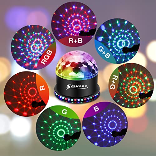 Disco Lights SOLMORE 51 LEDs Party Stage Lights 12W RGB Disco Ball Light Sound Activated Automatic Lighting Strobe lights Unique Sequential Flashing Effect for Kids Festival Birthday Party Bar UK Plug