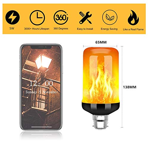 pzcvo Led Flame Effect Light Bulb Led Flame Effect Fire Light Bulbs Led Flame Effect Flickering Fire Light Bulb With Gravity Sensor Bayonet Led Light Bulb b22,2pack