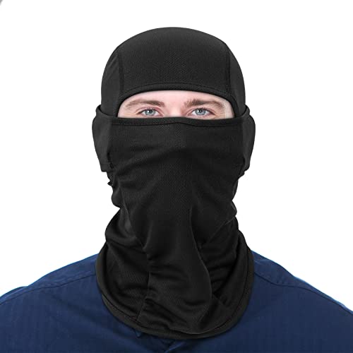 BEEWAY Balaclava Face Mask - Motorcycle Cycling Ski Mask Neck Warm for Helmet - UV Wind Protection, Breathable, Unisex Men Women - Black