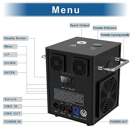 600W Cold Spark Machine, 2CH Pyrotechnic Machines DMX512 with Remote Control, Height Adjustable, Stage Special Effect Machine for Weddings, Halloween, Christmas, Party, Club, Show