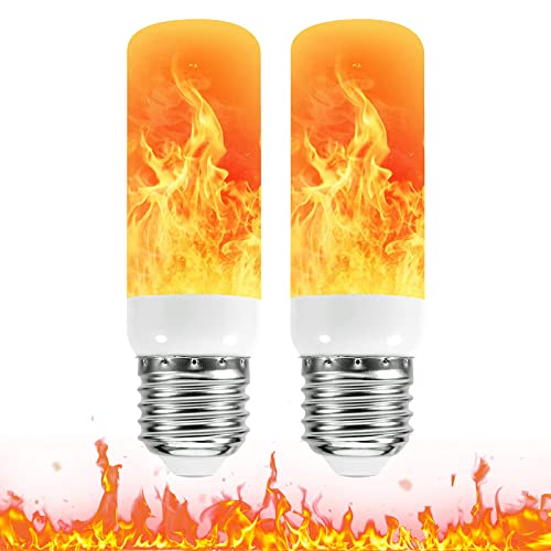 LED Flame Effect Light Bulb, LED Fire Flickering Light Bulb, 4 Lighting Modes 5W E27 Flame Effect Bulb, Flame Light Bulbs for Indoor Outdoor Christmas Halloween Garden Decorative Lighting (2)