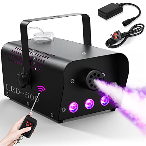 Fog Machine, UKing Smoke machine with Wireless Remote Control, 500 WATT Stable and Portable, Suitable for Party, Disco Dj Effect, Christmas, Wedding Celebrations and Stage Performances(500W Black)