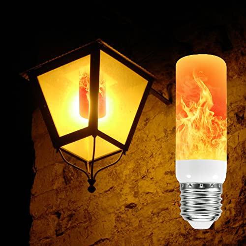 LED Flame Effect Light Bulb, LED Fire Flickering Light Bulb, 4 Lighting Modes 5W E27 Flame Effect Bulb, Flame Light Bulbs for Indoor Outdoor Christmas Halloween Garden Decorative Lighting (2)