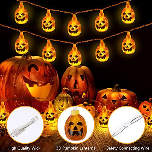 Gritin Halloween String Lights, 3M 20 LED Halloween 3D Pumpkin String Lights Battery Powered, IP65 Waterproof Constantly on/Flashing String Lights for Halloween Decorations,Party,Festival Decoration