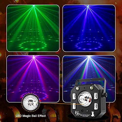 Party Light DJ Light, WorldLite Led Stage Lights 4 in 1 with Magic Kaleidoscope Ball, Led Patterns Strobe Light and Purple UV Light, Great for Stage & DJ Lighting, Disco Club Party Wedding Lights