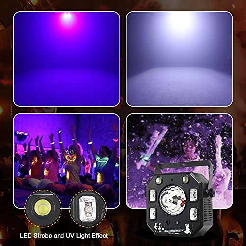 Party Light DJ Light, WorldLite Led Stage Lights 4 in 1 with Magic Kaleidoscope Ball, Led Patterns Strobe Light and Purple UV Light, Great for Stage & DJ Lighting, Disco Club Party Wedding Lights