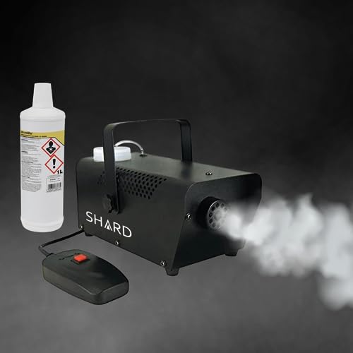 Shard 400W Smoke Machine inc 1L Fluid, Fog Disco Party Halloween Effect Compact Mist Maker Unit Wired Remote Control Decorations DJ Accessories Stage