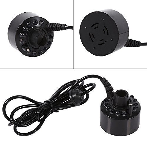 24V Color Changing 12 LED Mister Fogger Water Fountain Mini Mist Maker Pond Fog Machine Atomizer Air Humidifier Ultrasonic Mist 12 LED Perfect for Halloween