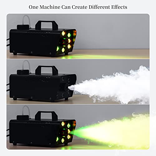 Smoke Machine with Strobe Lights, softeen Upgraded Fog Machine with 8 RGB LED Lights, Supports 16 Colors / 4 Strobe Modes/Dimmer or Brighter, Wired and Wireless Remotes, Perfect for Halloween Party