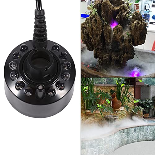 24V Color Changing 12 LED Mister Fogger Water Fountain Mini Mist Maker Pond Fog Machine Atomizer Air Humidifier Ultrasonic Mist 12 LED Perfect for Halloween