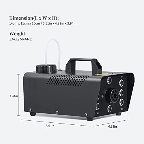 Smoke Machine with Strobe Lights, softeen Upgraded Fog Machine with 8 RGB LED Lights, Supports 16 Colors / 4 Strobe Modes/Dimmer or Brighter, Wired and Wireless Remotes, Perfect for Halloween Party