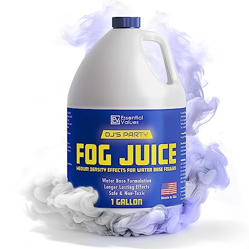 Fog Machine Fluid – Fog Juice that Produces Long-Lasting Medium Density Fog for Water-Based Foggers, Perfect for 400 Watt to 1500 Fog Machines
