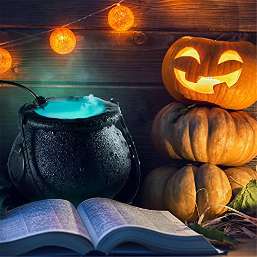 Qianderer Halloween Mist Maker, 12 Color Changing LED Light Halloween Witch Cauldron Fog Maker,Halloween Party Prop Decorations (Zinc Alloy)