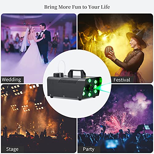 Smoke Machine with Strobe Lights, softeen Upgraded Fog Machine with 8 RGB LED Lights, Supports 16 Colors / 4 Strobe Modes/Dimmer or Brighter, Wired and Wireless Remotes, Perfect for Halloween Party