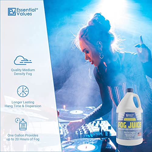 Fog Machine Fluid – Fog Juice that Produces Long-Lasting Medium Density Fog for Water-Based Foggers, Perfect for 400 Watt to 1500 Fog Machines