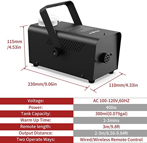 Fog Machine, Theefun Portable Wireless Remote Control Smoke Machine with High Output of 2000CFM for Disco, DJ, Party, Stage, Wedding, Halloween, Xmas