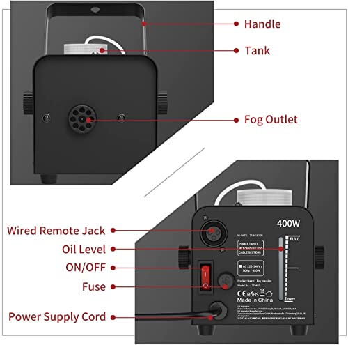 Fog Machine, Theefun Portable Wireless Remote Control Smoke Machine with High Output of 2000CFM for Disco, DJ, Party, Stage, Wedding, Halloween, Xmas