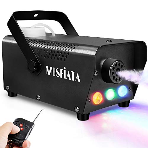 MOSFiATA Fog Machine with Controllable Lights, Continuously Spray 500W Professional DJ LED Smoke Machine 3 Color Light with Wireless Remote Control 2000 CFM Huge Fog for Halloween Holidays Parties