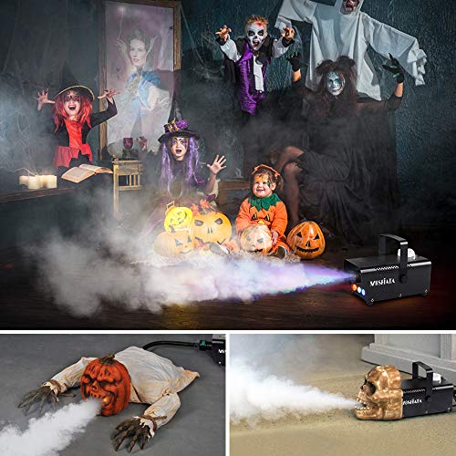 MOSFiATA Fog Machine with Controllable Lights, Continuously Spray 500W Professional DJ LED Smoke Machine 3 Color Light with Wireless Remote Control 2000 CFM Huge Fog for Halloween Holidays Parties