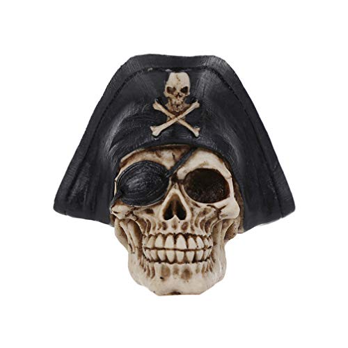 Amosfun Halloween Skull Head Scary Resin Pirate Skull Decoration Craft Haunted House Ornament