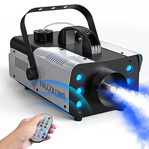 DELIBANG ZQ10016 Fog Machine, 1200W Smoke Machine with 6 LED Lights, Wireless Remote Control for Halloween Parties, Decoration, Holiday Events, Wedding and Christmas
