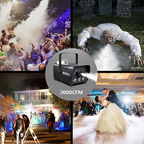 MOSFiATA Fog Machine with Controllable Lights, Continuously Spray 500W Professional DJ LED Smoke Machine 3 Color Light with Wireless Remote Control 2000 CFM Huge Fog for Halloween Holidays Parties