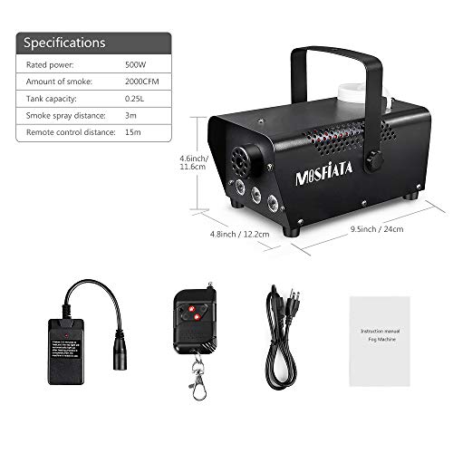 MOSFiATA Fog Machine with Controllable Lights, Continuously Spray 500W Professional DJ LED Smoke Machine 3 Color Light with Wireless Remote Control 2000 CFM Huge Fog for Halloween Holidays Parties