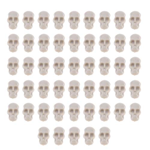 Amosfun Mini Plastic Skull Heads for Halloween Decorations Halloween Pranks Toys Halloween Party Favors Decoration Supplies 50pcs